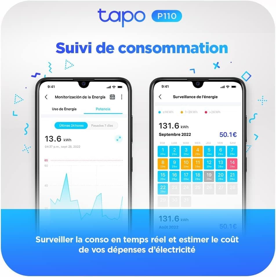 Tapo Prise Connectée WiFi, Suivi de consommation, 16A Type E, Compatible avec Alexa, Google Home et SmartThings, Contrôler Le radiateur, Le Chauffage, Économie d'énergie, P110(FR) - Image 6