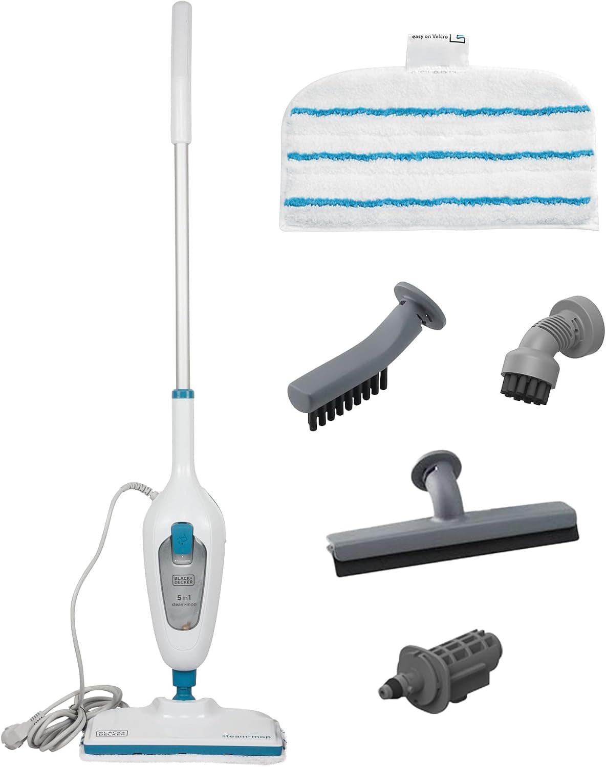 BLACK+DECKER - Balai Vapeur avec Nettoyeur à Main et 5 Accessoires - Multifonctions Puissance 1300W - Temps de Chauffe 25 sec - Tête Pivotante 180° - Réservoir Amovible 350 ml - FSMH13E5-QS - Image 1