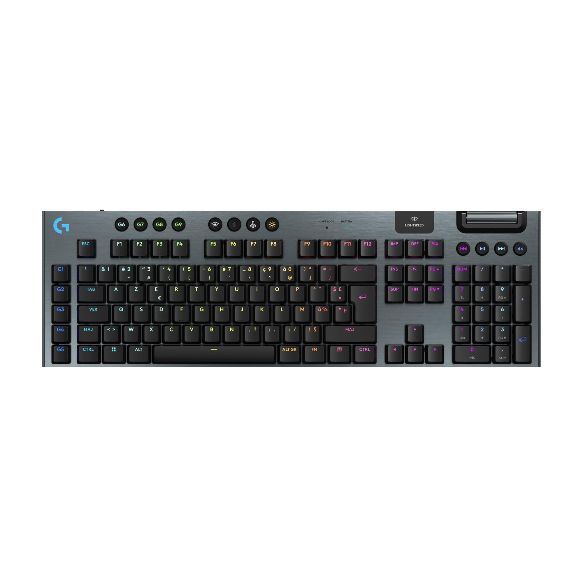 Logitech G 915 LIGHTSPEED Mechanical Wireless Gamer Keyboard, Ultra-Slim GL Touch Switch, RGB LIGHTSYNC, Stylish and Slim Design, 30+ Hours of Gaming, 2.4GHz/Bluetooth, French AZERTY - Black - Image 1