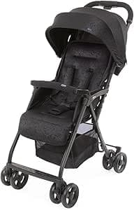 Chicco OHlalà 3 Ultra-Light, Compact, Foldable and Tilting Baby Strollers from Birth to 15 kg, with Large Basket, Rain Cover Included and Extendable Roof – Jet Black