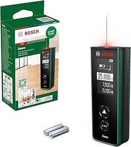 Bosch télémètre laser Zamo 4ème génération (mesures faciles et précises jusqu’à 25 m, piles rechargeables via le port USB-C®, ajout possible d’adaptateurs, dans boîte en carton)