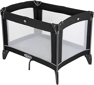 Graco Compact Lightweight Travel Cot with Compact Folding and Carry Bag Suitable from Birth to Approx 3 Years (Black/Grey)