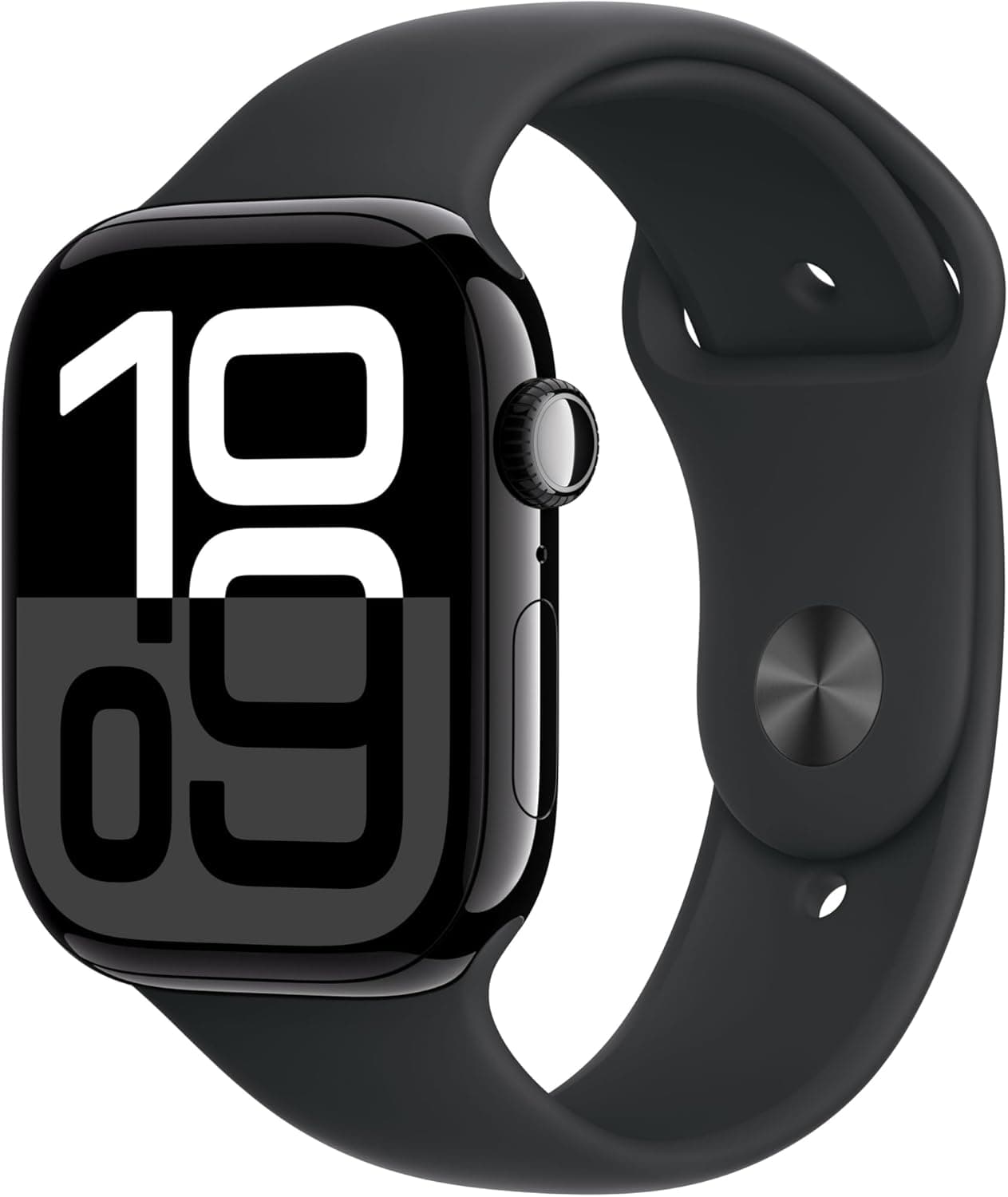 Apple Watch Series 10 (46 mm GPS) Montre connectée avec Boîtier en Aluminium Noir de Jais et Bracelet Sport Noir (M/L). Suivi de l’activité Physique, app ECG, écran Retina Toujours activé