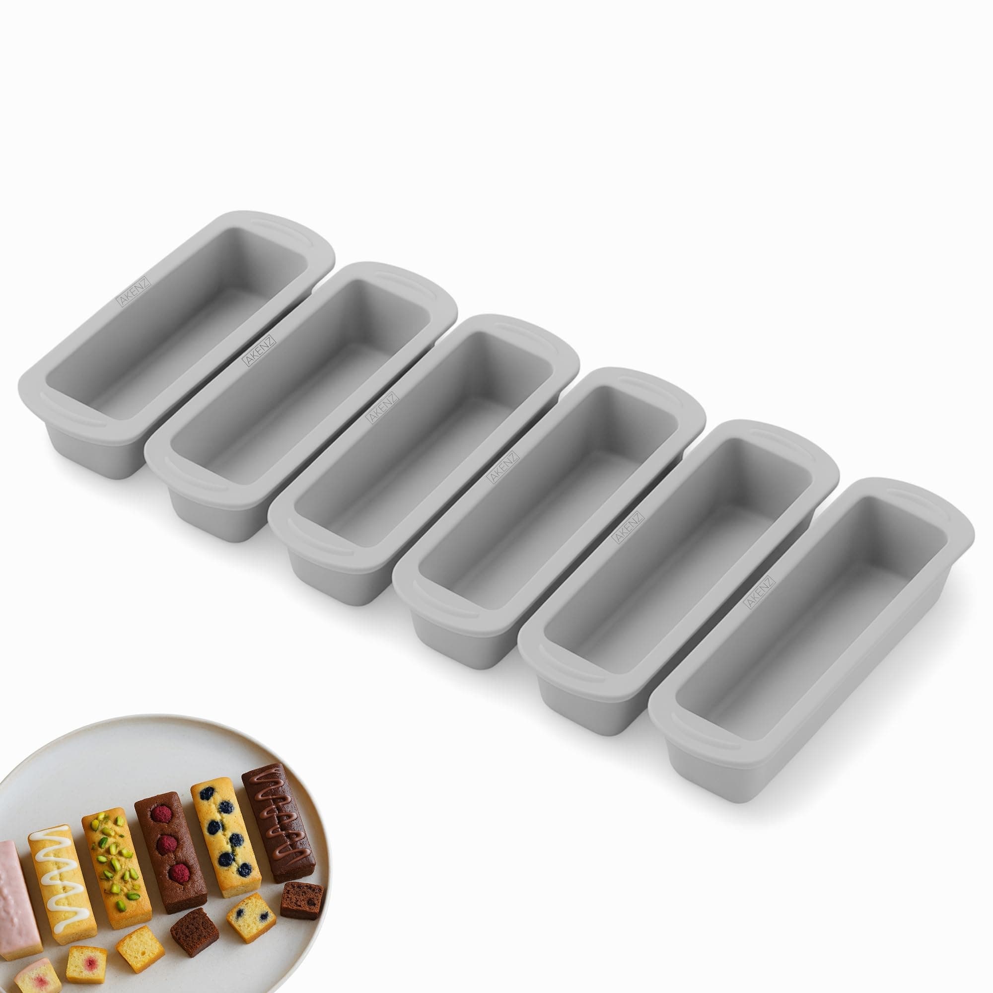 AKENZ - 6 air fryer moulds silicone platinum rectangular mini cakes individual cake pastry compatible with Ninja, Philips, Moulinex double compartments - Image 1