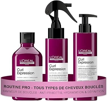 L'Oreal Professionnel Curl Expression Routine for All Curly Hair Types 12x More Definition Curl Reviver & Anti-Frizz Shampoo Cream + Moisturizing Spray + Jelly Cream - Image 1