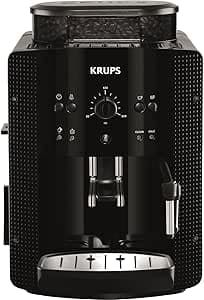 Krups EA8108 fully automatic coffee machine (automatic cleaning, 2 cup function, milk system with CappucinoPlus nozzle, 15 bar, coffee machine, espresso) black          [Energy Class A]