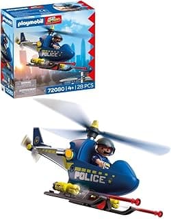 Playmobil City Action Hélicoptère de Police, avec Policier, rotors rotatifs et Fonction de tir, des Heures de Jeu, Jouet pour Enfants à partir de 4 Ans, 72080