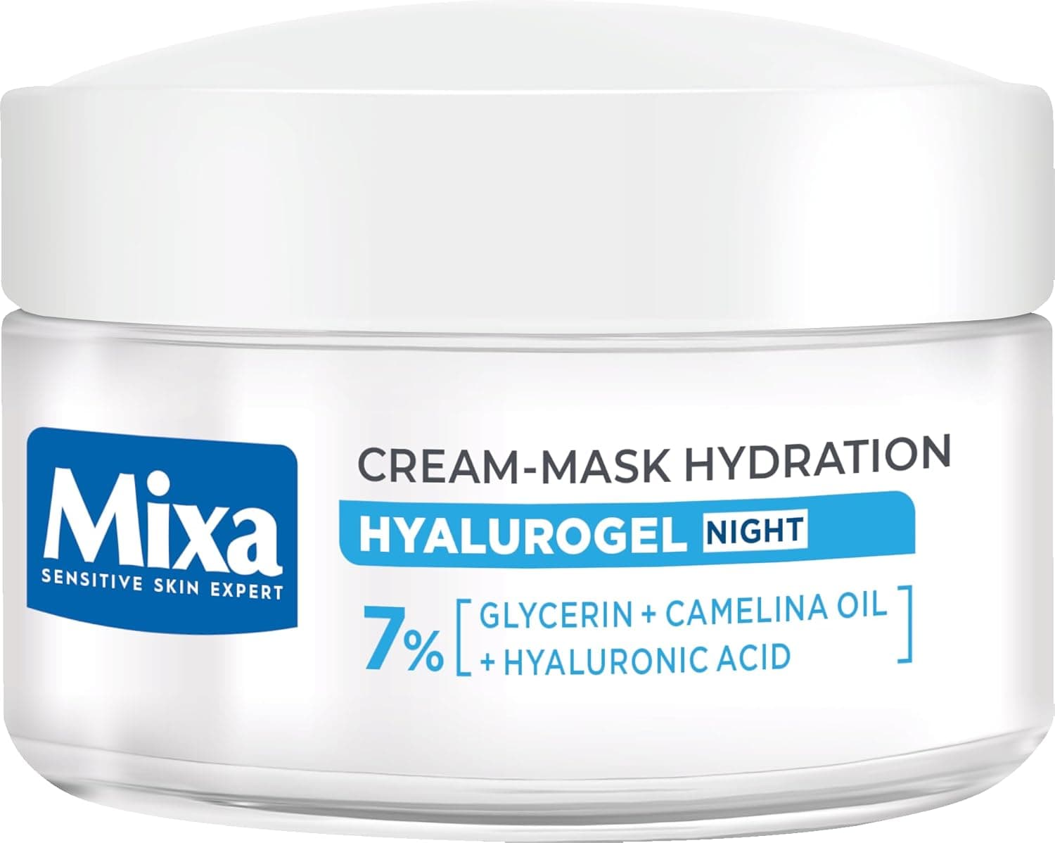 Mixa Mixa Hyalurogel Crème Hydratante Masque Visage Restauration Nuit avec Acide Hyaluronique, Peaux sensibles, Déshydratées et Fatiguées, Hydratant Jusqu'à 24 Heures, 50 ml