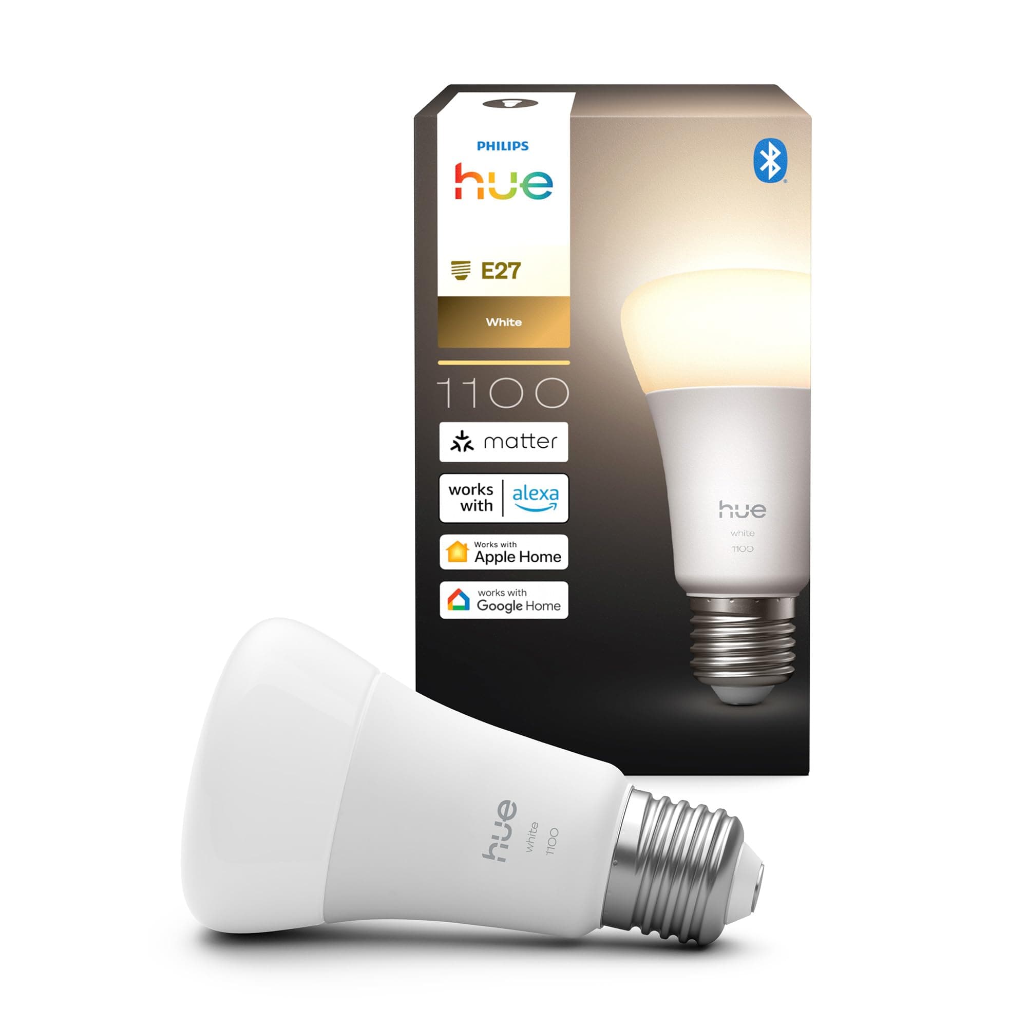 Philips Hue Ampoule LED connectée A60, Lumière blanche chaude 2700 K, Culot E27, 9,5 W, 1100 lumens, Intensité variable, Compatible avec Alexa, Google Assistant et Apple Home, pack de 1 - Image 2