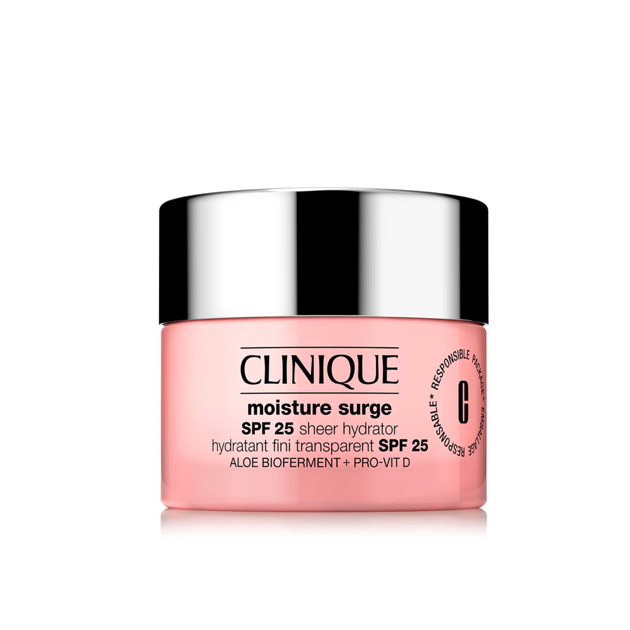 Clinique Moisture Surge Hydratant Fini Transparent SPF 25. Acide Hyaluronique + Bio-Ferment d'Aloe Vera + Provitamine D. Hydratant + Éclat. Convient aux peaux sensibles. - Image 9