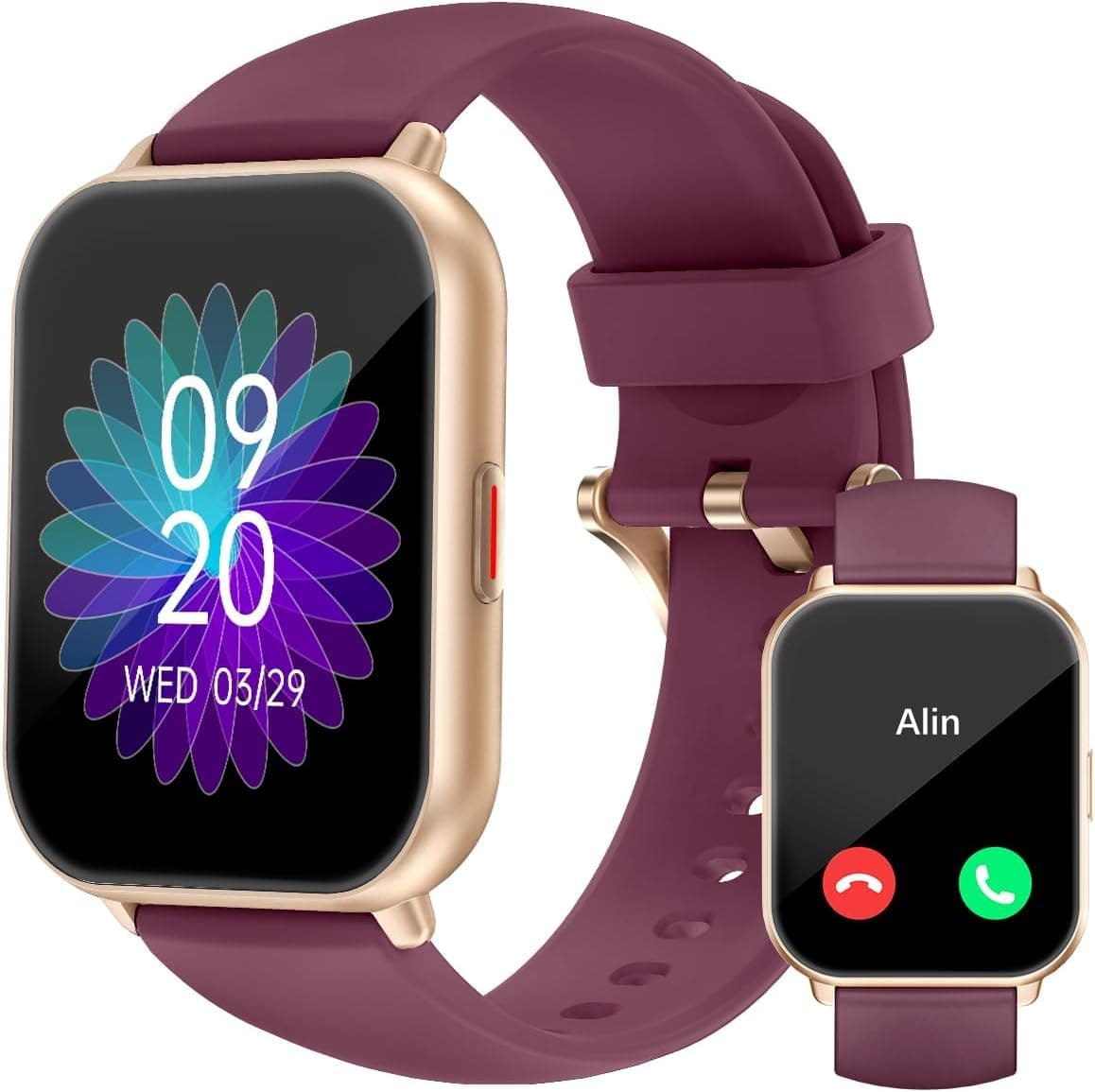Ring RUIMEN Women's Smart Watch Bluetooth Call Multiple Sports Modes Smart Notifications Menstrual Cycle Monitoring Music Control Personalized Watch Dial Purple
