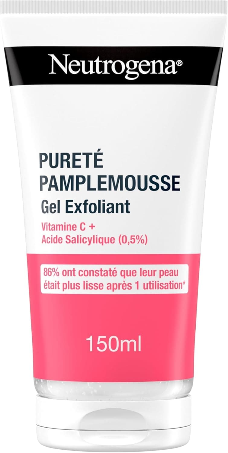 Neutrogena – Gel Exfoliant Pureté Pamplemousse (tube de 150 ml) – Nettoyant visage à la vitamine C et acide salicylique (0,5%) – 96% ont constaté que leur peau était plus lisse après 1 utilisation*