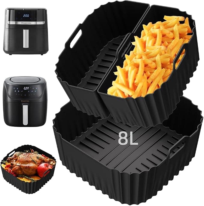 Air Fryer Silicone Mould for Russell Hobbs XXL 8L (27170-56) / 8.3L (27632-56), 3 x Reusable Silicone Accessory for Air Fryer, Dishwasher Safe - Image 1