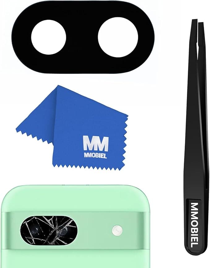 Google MMOBIEL Rear Camera Glass Lens Compatible with Google Pixel 8a - Camera Glass - Includes Double Sided Adhesive, Tweezers and Cloth