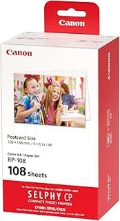 Canon Canon RP-108 kit encre couleur pour imprimante Selphy au format carte postale (10cm x 14,8cm) origine canon garantie, 108 feuilles