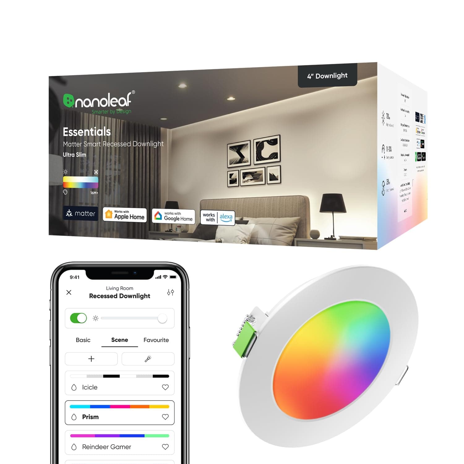 Nanoleaf Ampoule Connectée WiFi LED Spots Encastrés,Compatible Alexa/Google Home/App, Intelligente Dimmable Ampoule Multicolore 550LM 1200K-6500K, Découpe 75–85 mm - Image 10
