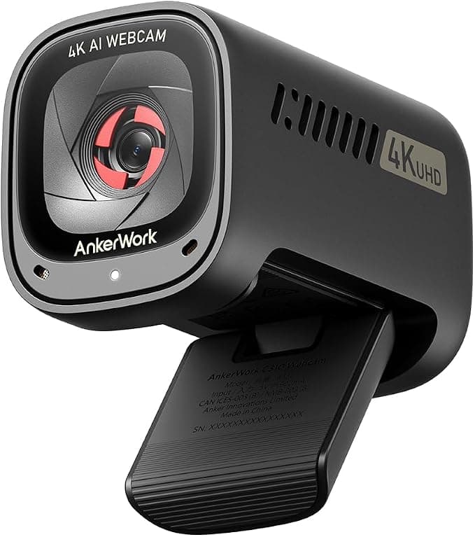 Anker Work C310 Webcam, 4K Webcam, 12 Megapixel, AI Auto Focus/Framing, Noise Canceling Mic, Built-in Privacy Cover, and Adjustable FOV, 1080p@60FPS HDR (Refurbished) - Image 1