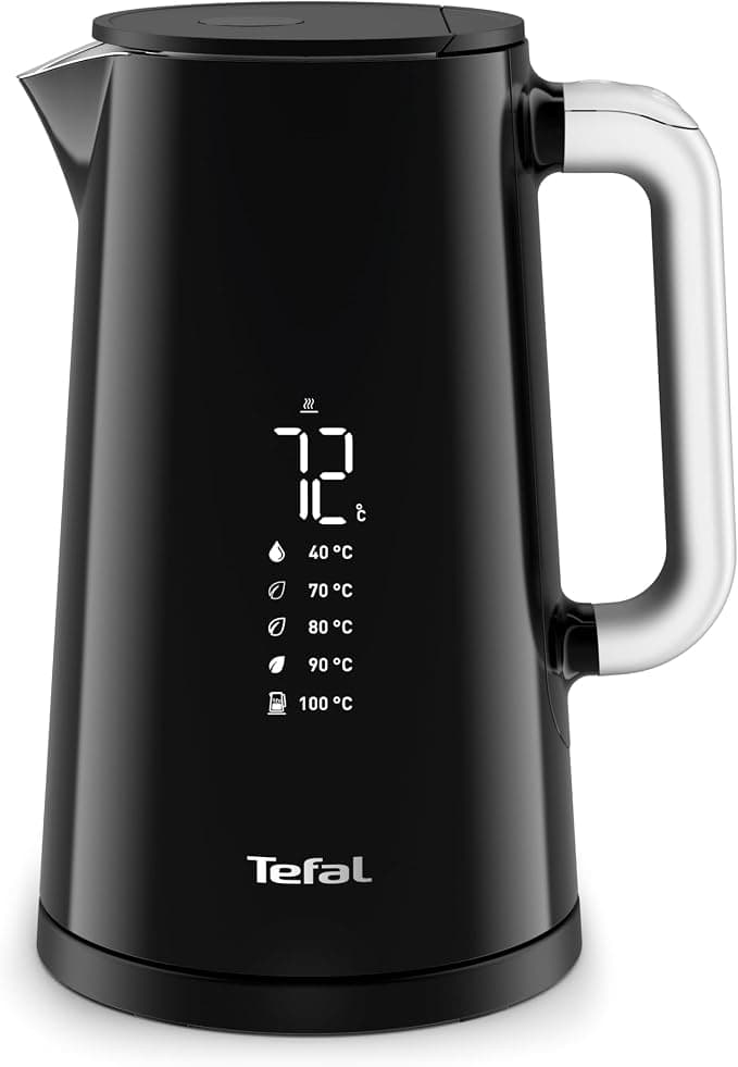 Tefal Electric kettle, Fast boiling, 1.7 L, Automatic Shutdown, Removable filter, Digital display, 5 temperatures, Keep warm 30 min, Stainless steel interior, Smart'n Light, Black, KO850810 - Image 1