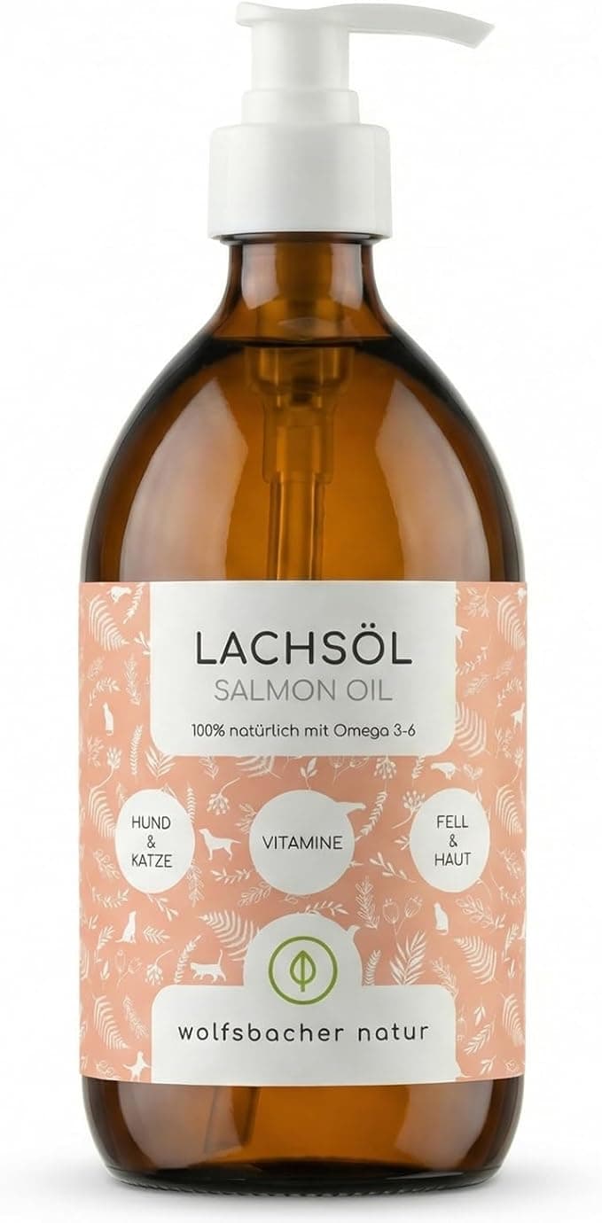 Salmon Oil Wolfsbacher Salmon Oil 500ml for Dogs and Cats, Omega 3-6 Natural, Norwegian Atlantic Salmon