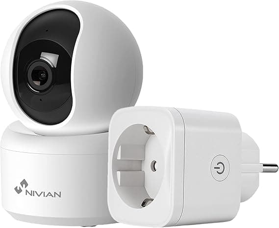 Google NIVIAN 360º WiFi Dome Camera- MicroSD Recording (Not Included)-2K-Two-Way Audio-Human Detection and Auto Tracking-Compatible with Amazon Alexa and Google Home-Tuya APP