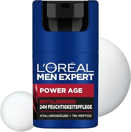 L'Oréal Men Expert Anti Wrinkle Face Care for Men, Anti Aging Moisturizer for Tired and Matte Skin, Face Cream for Men with Hyaluronic Acid, Power Age 1 x 50ml - Image 1