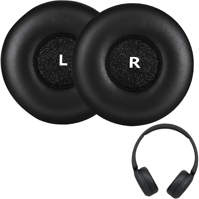 2 x 70mm Replacement Ear Pad Cushion for Sony WH-CH500 CH510 MDR-ZX330BT ZX310 ZX300 ZX110 ZX600 ZX660 MDR-V150 V200 V250 V300 JBL Tune 500BT Headphones - Black - Image 1