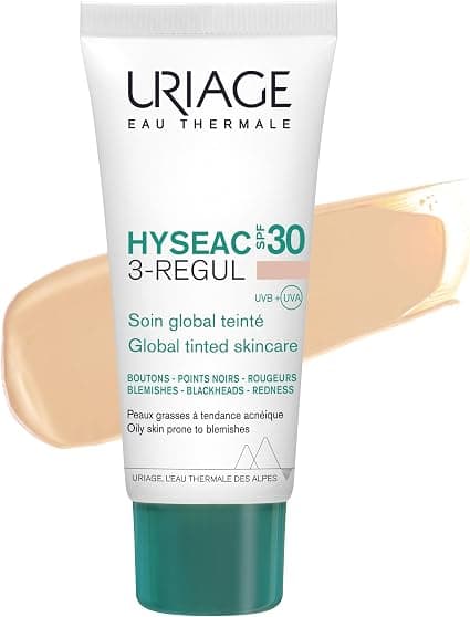 Uriage Hyseac Global Tinted Skin Care SPF30 with AHAs & Salicylic Acid, Mattify and Even, High UVA/UVB Protection, for Oily Acne-Prone Skin, High Tolerance, 40ml - Image 1