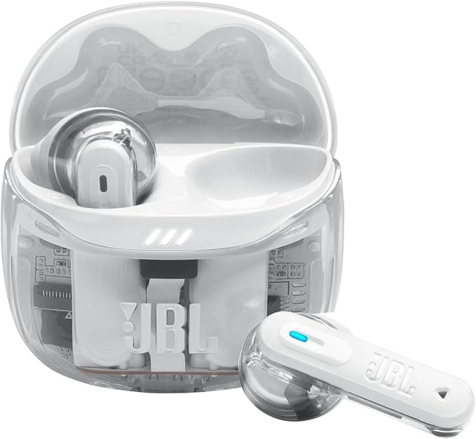 JBL Tune Flex Ghost 2, Wireless Bluetooth Headphones, 48 Hours Battery Life, IP54 Water and Dust Resistance, IP54 Water and Dust Resistance, Multi-Point Connection, White Ghost - Image 1