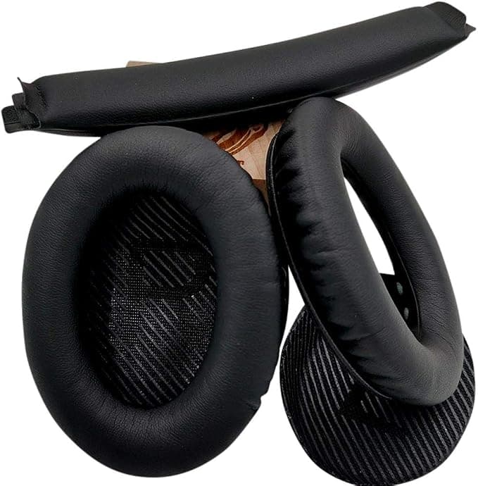 Replacement Ear Pads for Bose Quiet Comfort 25 35 (QC25 QC35) and QuietComfort 35 II (QC35ii), Repair Parts and Ear Pads with Mat, Black - Image 1