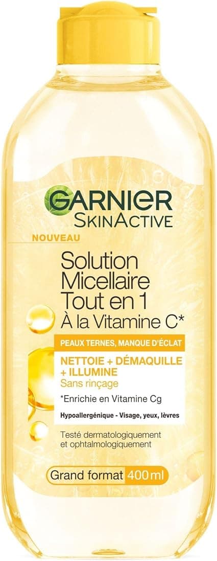 Garnier GARNIER Skin Active - All-In-1 Micellar Water - Cleanses, Removes Make-up & Brightens - Micelles & Vitamin C - Face, Eyes, Lips - Dull Skin with a Lack of Radiance - 400 ml