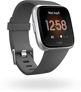 Fitbit Versa Lite - Fitness, Sport and Wellness Smart Watches: More than 4 Days of Battery Life, Waterproof, Heart Rate Tracking, Charcoal/Silver Aluminum