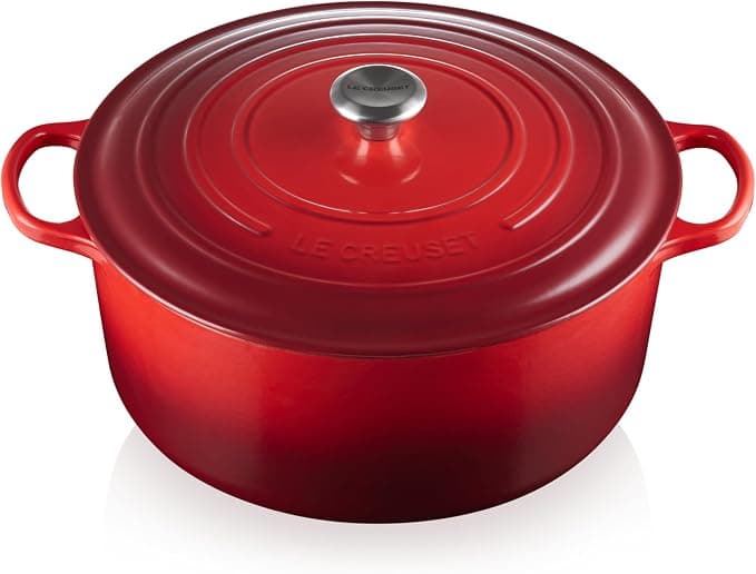 LE CREUSET, Signature Enamelled Cast Iron Casserole Dish with Lid, Diameter 34 cm, Round, Suitable for All Heat Sources (Induction Included), Capacity: 12 L, Cherry Red - Image 1