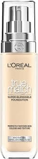 L'Oréal Paris True Match Liquid Foundation, Skincare Infused With Hyaluronic Acid, SPF 17, Available in 40 Shades, 1.5N Flax, 30 ml (Packaging May Vary)