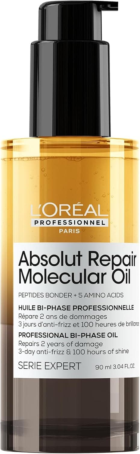 L'OREAL PROFESSIONNEL - Pour Cheveux Très Abîmés - Absolut Repair Molecular - Brillance & Force - Répare 2 ans de Dommages en 1 Application