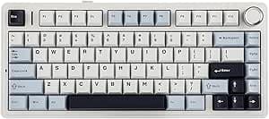 EPOMAKER x Aula F75 75% Gasket Mechanical Keyboard, Wireless/BT/USB-C, with Five Layers of Pads, Button, RGB, Battery, NKRO, QWERTY (Light Blue, LEOBOG Reaper Switch)
