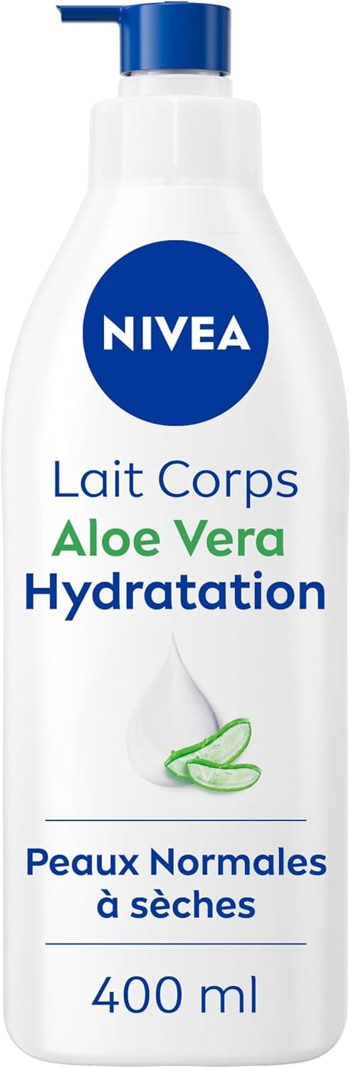 NIVEA Lait corps à l'Aloe Vera Hydratation 72h (1 x 400 ml) - Lait hydratant à l'Acide Hyaluronique pur - Crème hydratante corps rafraîchissante pour peaux normales à sèches - Image 1
