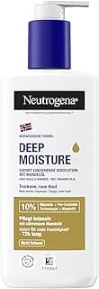 Neutrogena Neutrogena Lotion corporelle Deep Moisture à l'huile d'amande, pénètre immédiatement pour 72 h d'hydratation intense, soin de la peau non grasse avec technologie Pro-Ceramide pour peaux sèches, 250 ml