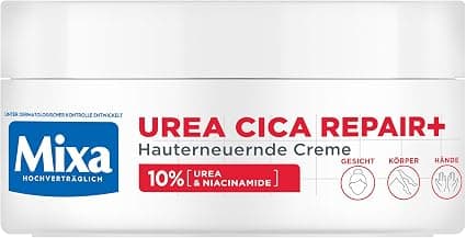 Mixa Urea Cica Repair+ Highly Concentrated Moisturizing Face, Body & Hand Care for Dry & Chapped Skin with Urea & Niacinamides, 150ml