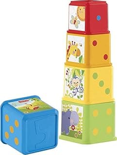 Fisher-Price Cubes Découvertes, jouet pour bébé à empiler et à emboîter, 6 mois et plus, CDC52