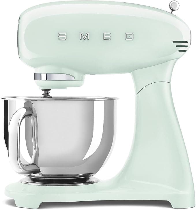 Smeg, SMF03PGEU Pastry Processor, 10 Speed Levels, Soft Start Function, Bowl 4.8 L, Safety Motor Lock, 3 Beaters, Hook and Lid Included, 800 W, Water Green - Image 1