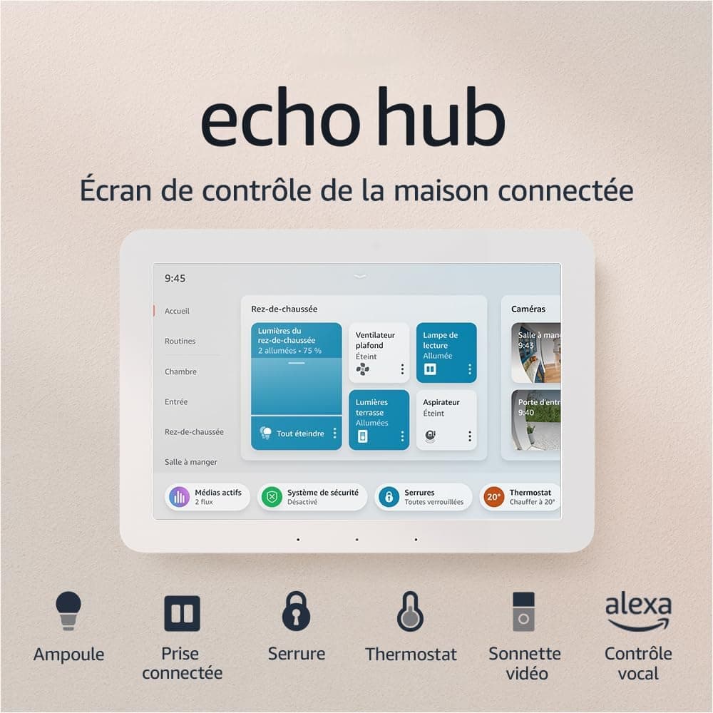 Discover Echo Hub | 8" Smart Home Control Screen, with Alexa | Compatible with Thousands of Devices - Image 1