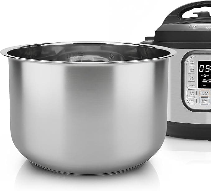 Linkidea Stainless Steel Inner Bowl for Rice Cooker, Compatible with Instant Pot Duo 7-in-1, Dishwasher Safe, Replacement Bowl Without Coating
