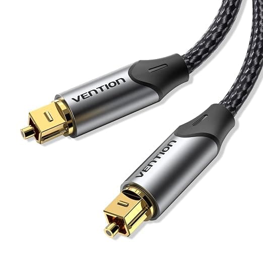 Vention Optical Audio Cable, 1.5 m Toslink Optical Cable (Nylon Braided, 24K Gold Plated) Optical Audio Cable for Home Cinema, TV, Soundbar, PS4, Xbox, Samsung, Bose, Sony - Image 1
