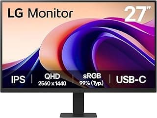27U631A-B 27 Inch Desktop PC Screen – IPS Panel QHD Resolution (2560 x 1440), 5ms 100Hz, HDR 10, sRGB 99% (CIE1931), Tiltable, HDMI 2.0, USB-C (15W)