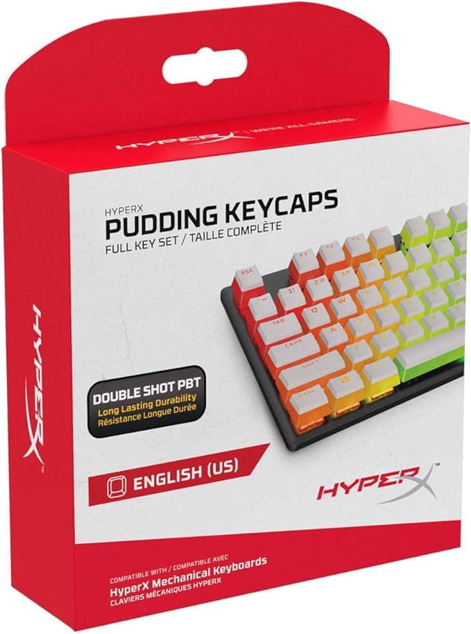 HyperX HyperX HyperX Keys - Full Set - PBT - {White} - US English Layout - 104 Keys, Backlight, OEM Profile