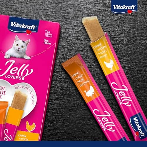 Vitakraft Jelly Lovers, Cat Treats, Chicken Turkey Gummy Snack, Individual Sticks, No Sugar Added (1 Pack 6x 15g) - Image 6