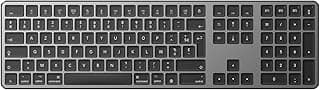 MAC OMOTON Clavier Bluetooth pour Mac, Clavier sans Fil Rechargeable Multi-dispositifs avec 3 Canaux Bluetooth pour Apple Mac Pro/Mini, MacBook Pro/Air, iMac Pro, AZERTY Français, Gris Foncé