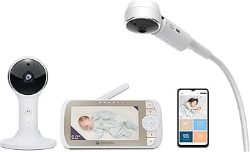 Motorola Motorola VM65X Connect Halo Video Baby Monitor with Cot Mount - 5" Parent Unit and WiFi App - Flexible Magnetic Camera Mount, White