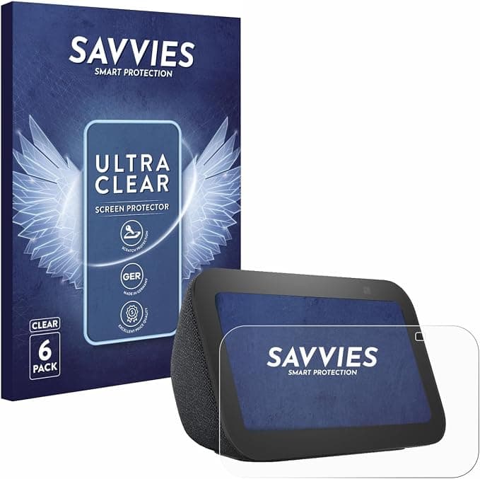 savvies Protection Ecran pour Amazon Echo Show 5 (3ème Gen.) 6 Pièces - Film Protection Ultra Clair - Image 1