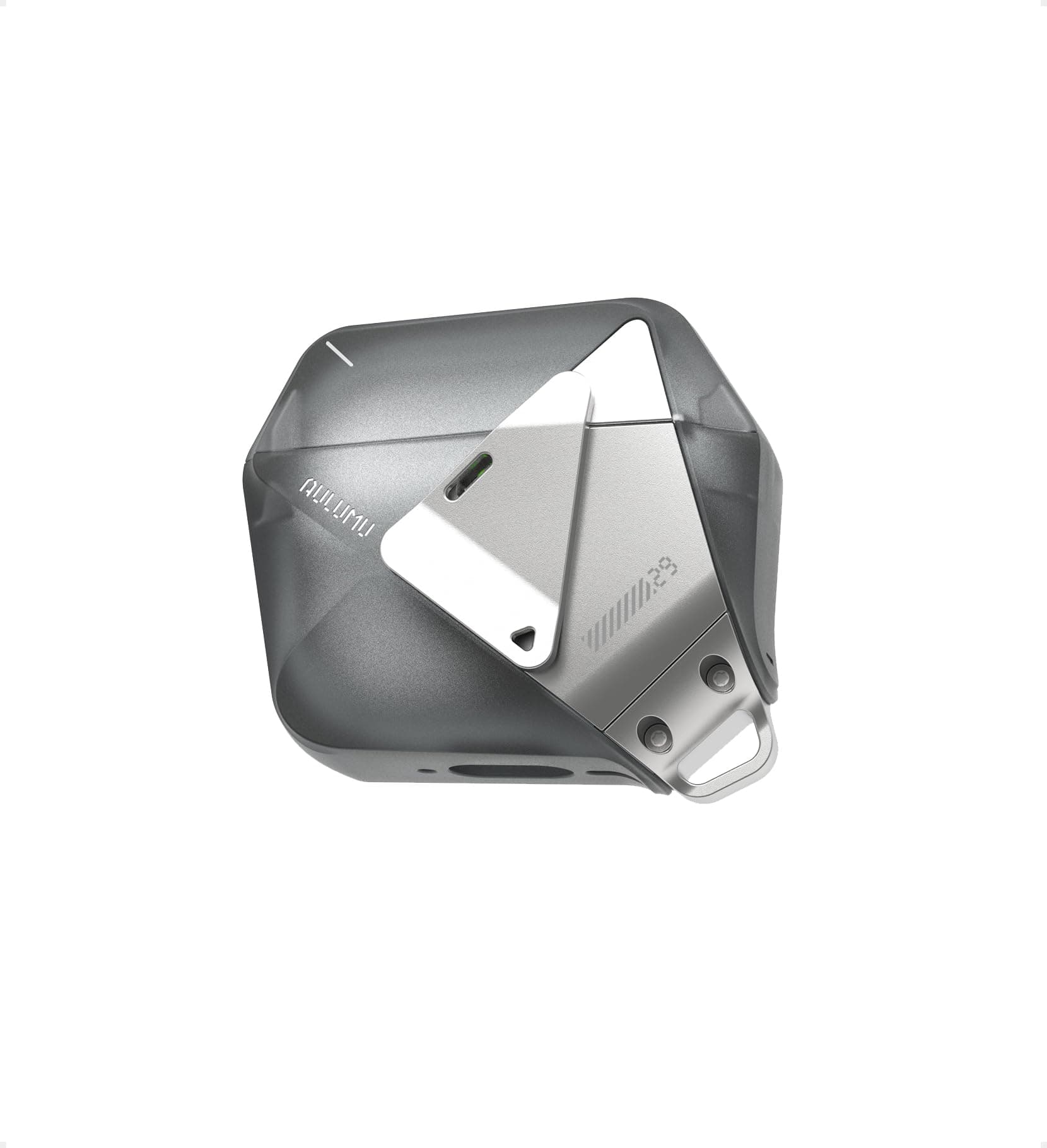 Aulumu A29 Geometric Case for AirPods 4 with Lock | Protective Case with Nylon Buckle | Alloy Armor | Compatible with Apple AirPods 4th Generation (2024), Translucent Gray - Image 1